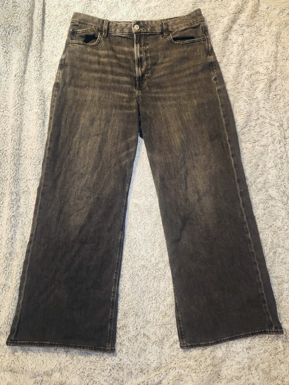 American Eagle High-Waisted Baggy Wide-Leg Jean Black US14
